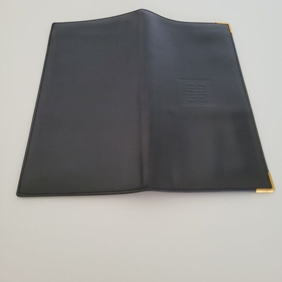 Givenchy Vintage Wallet Black Bifold Logo Large Checkbook Unisex Slim Leather - Picture 8 of 9